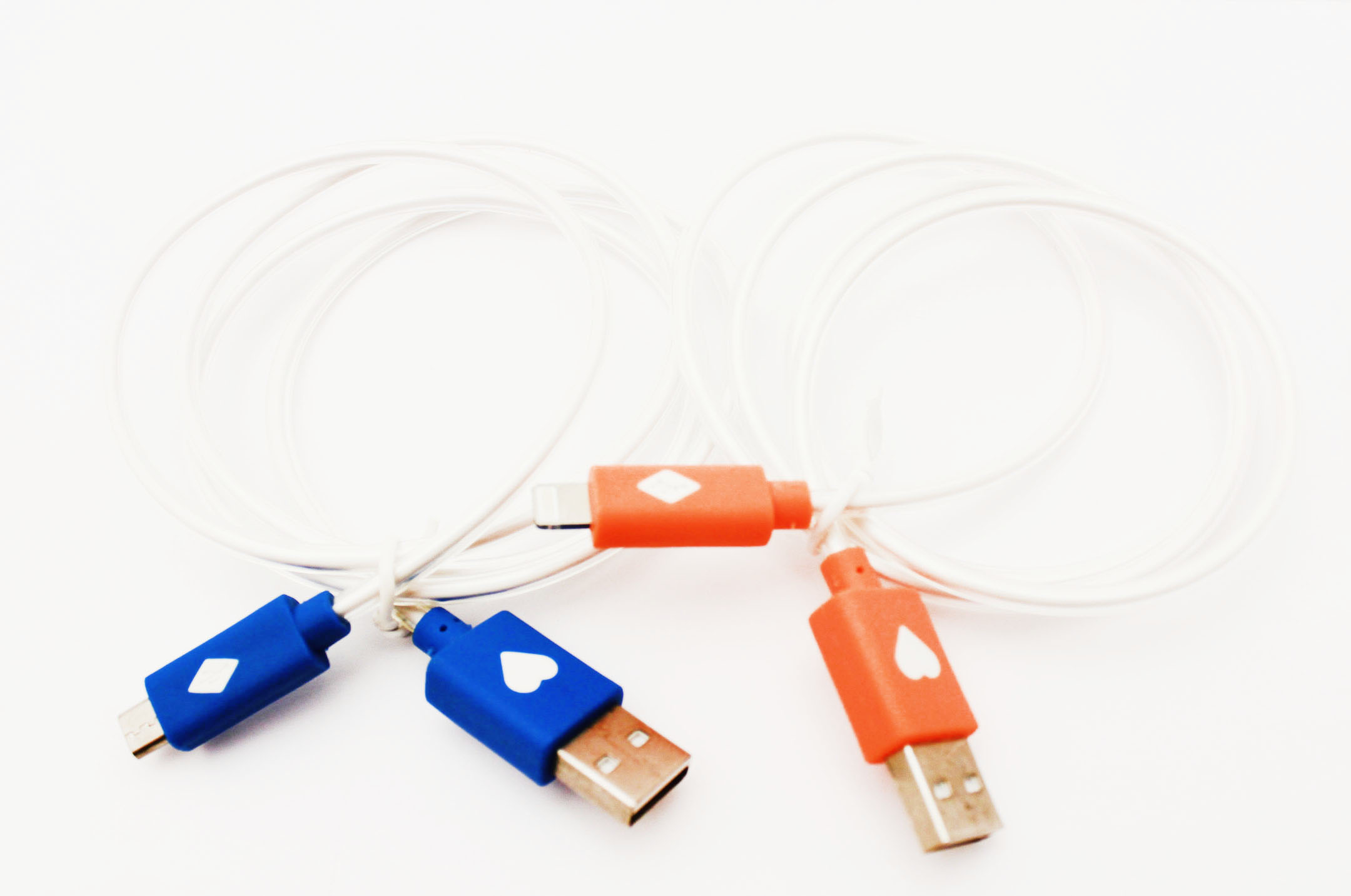 USB kabelis LED microUSB apvalus oranžinis
