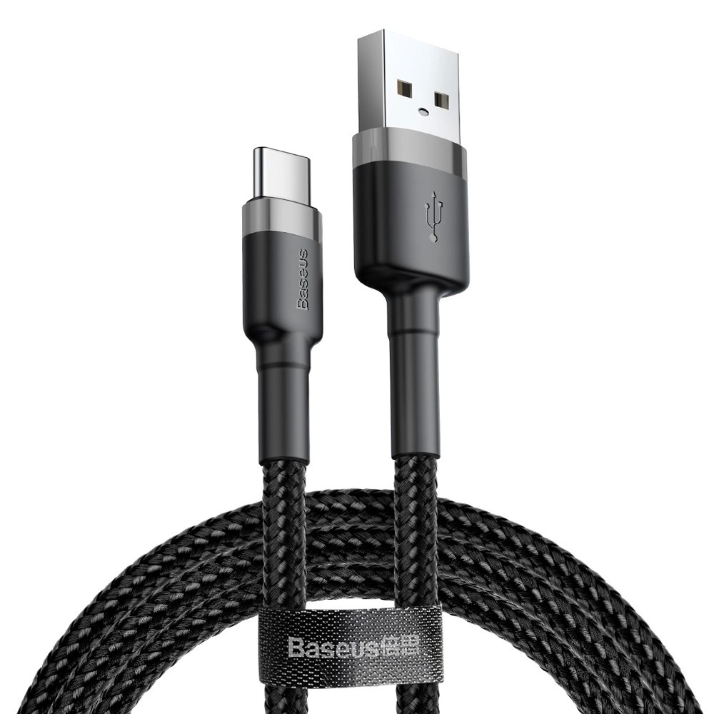 USB kabelis Baseus Cafule Type-C 2.0m 2.0A pilkas-juodas CATKLF-CG1