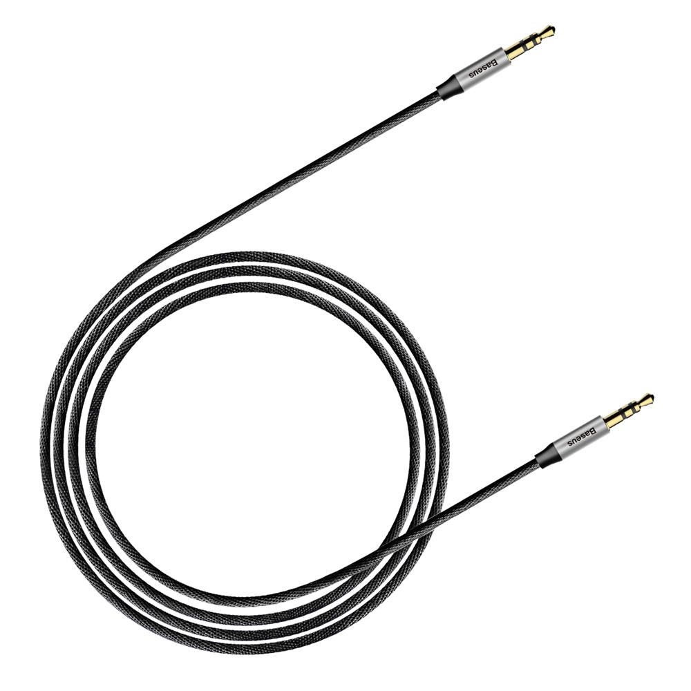 Audio adapteris Baseus Yiven M30 iš 3,5mm į 3,5mm AUX 1m juodai-sidabrinis CAM30-BS1