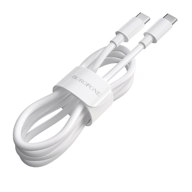 USB kabelis Borofone BX44 iš Type-C į Type-C 100W 1.0m baltas