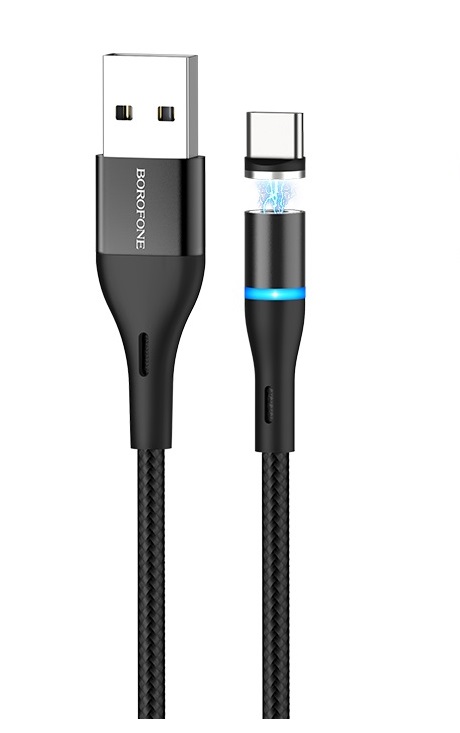 USB kabelis Borofone BU16 Skill Magnetic Type-C 1.0m juodas