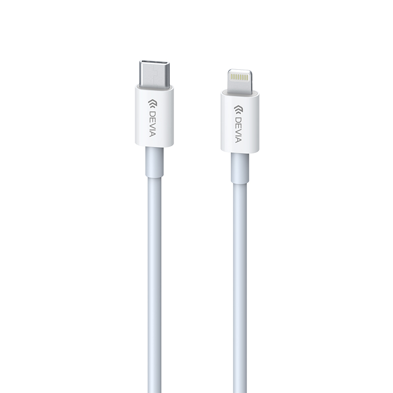 USB kabelis Devia Smart PD Type-C į Lightning 1.0m 20W 3A baltas