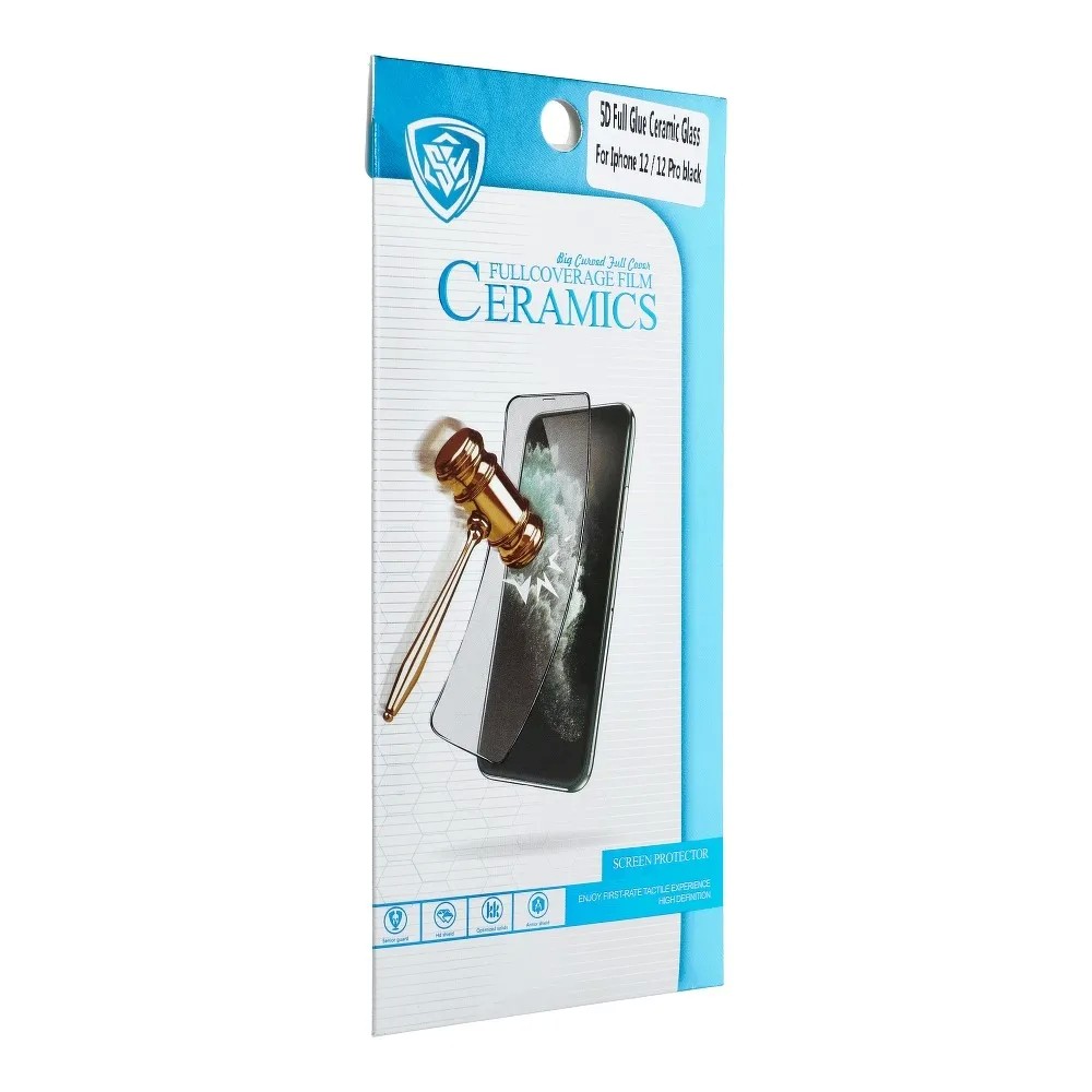 LCD apsauginis stikliukas 5D Full Glue Ceramic Glass Samsung G990 S21 FE 5G lenktas juodas