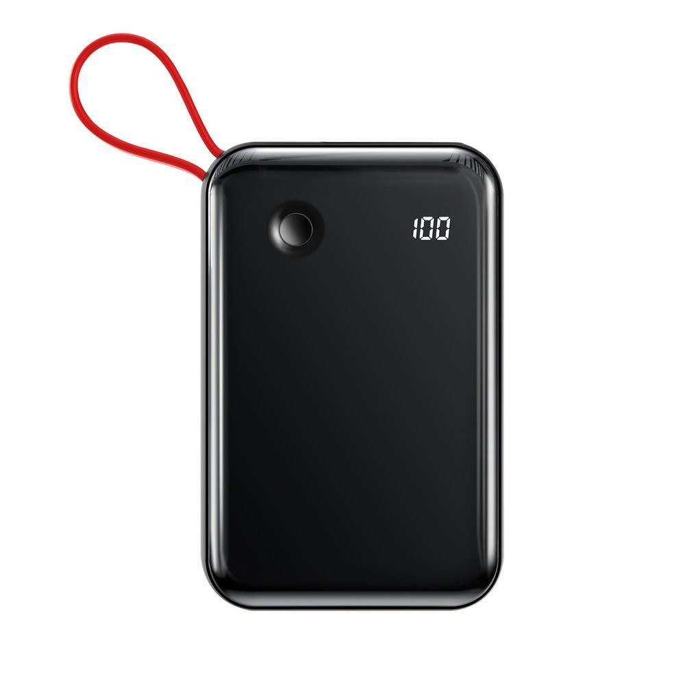 Išorinė baterija Power Bank Baseus Mini S su LCD ekranu USB + USB Type C + Lightning 3A 10000mAh juoda PPXF-E01