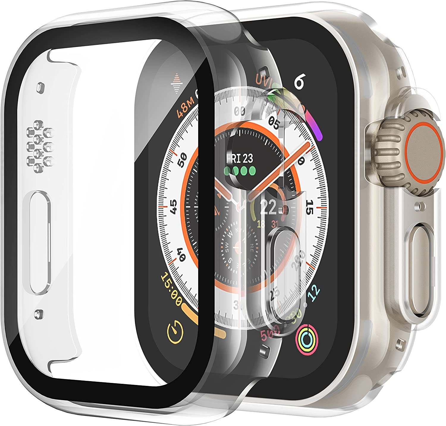 LCD apsauginis stikliukas/dėklas 360 degree cover Apple Watch Ultra 49mm skaidrus