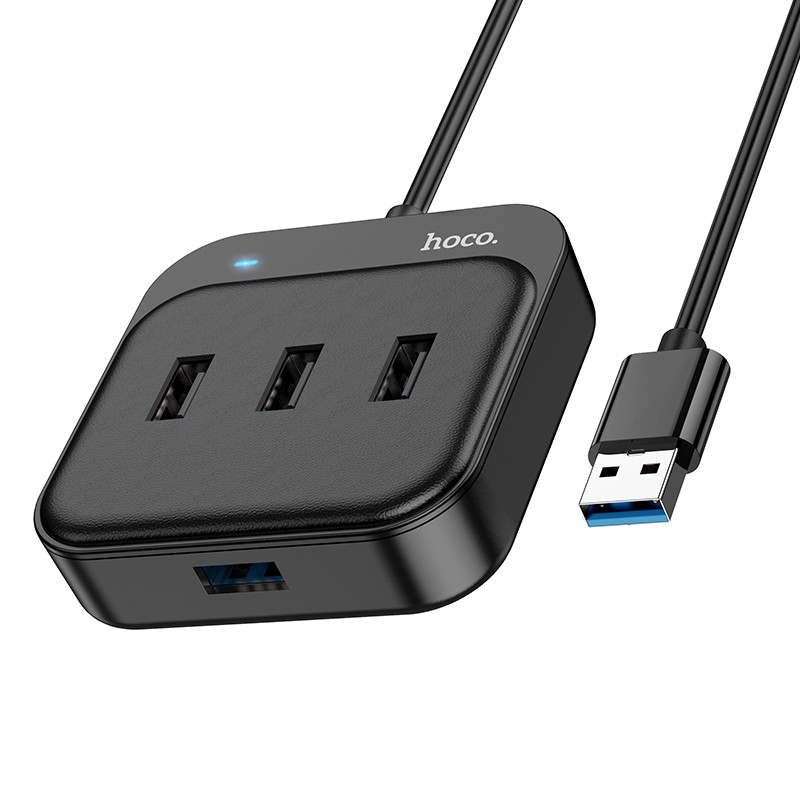 USB šakotuvas Hoco HB31 Easy 4-in-1 converter USB to USB3.0 + 3xUSB2.0 1.2m juodas