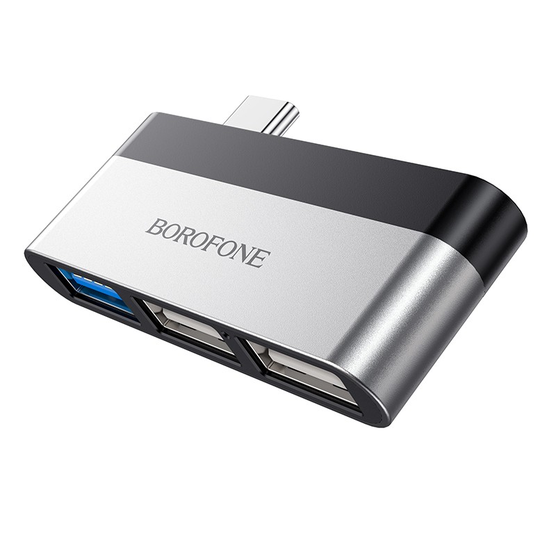 Adapteris Borofone DH1 Type-C to 1xUSB3.0 + 2xUSB2.0 pilkas