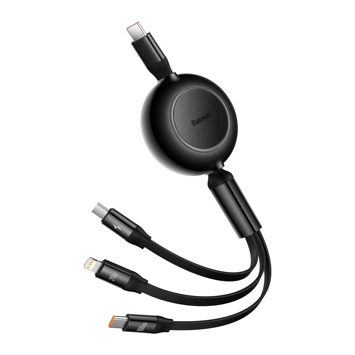USB kabelis Baseus Bright Mirror 2 Type-C to MicroUSB/Type-C/Lightning 3.5A 1.1m juodas CAMJ010201
