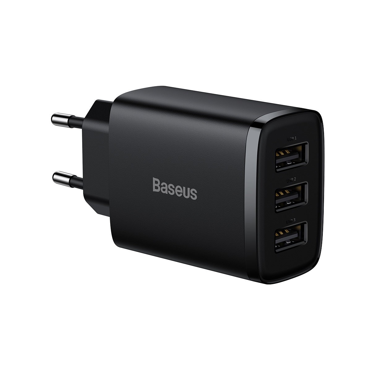 Įkroviklis Baseus Compact Charger 3U 17W 3xUSB juodas CCXJ020101