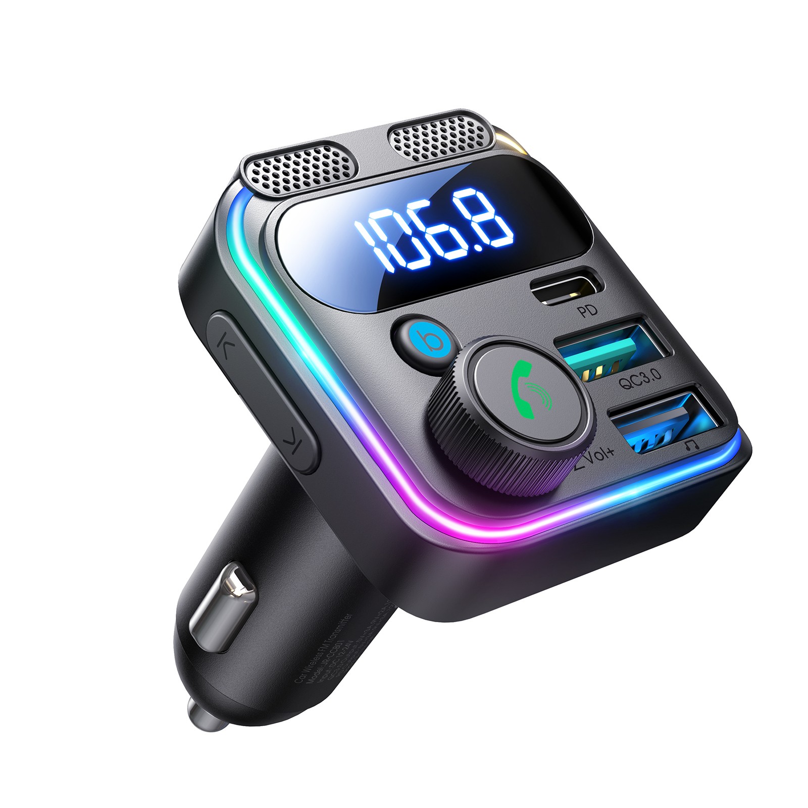 FM bangų moduliatorius Joyroom JR-CCB01 USB-C/2xUSB-A 48W juodas