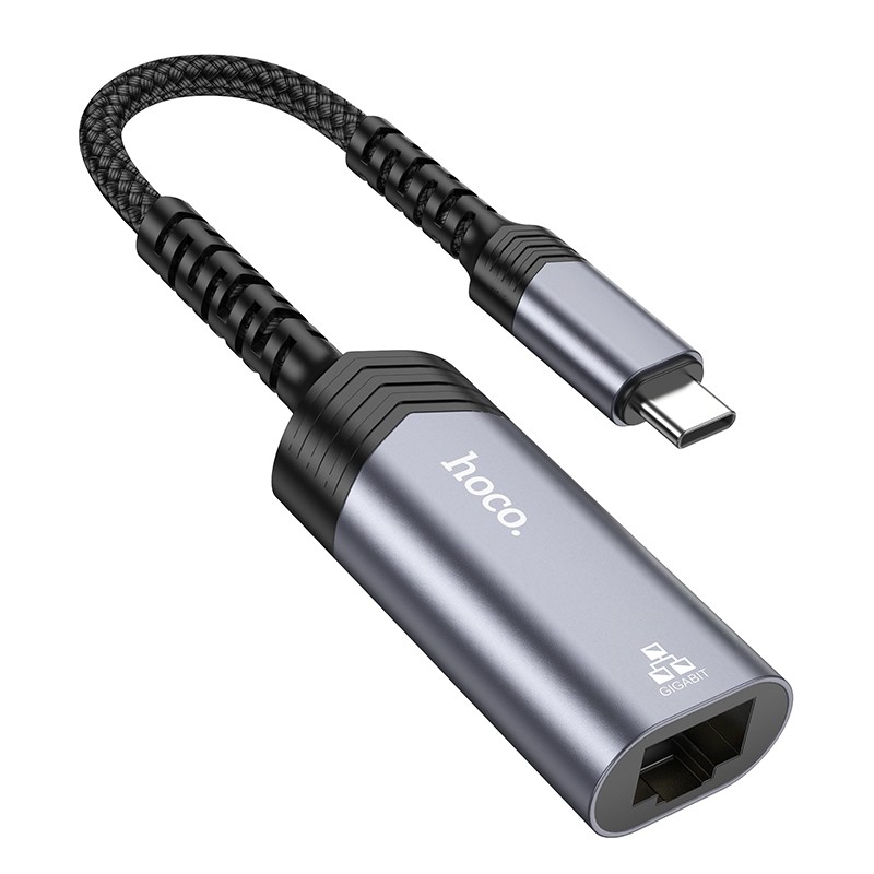 Adapteris Hoco UA26 USB-C to RJ45 (1000 Mbps) pilkas