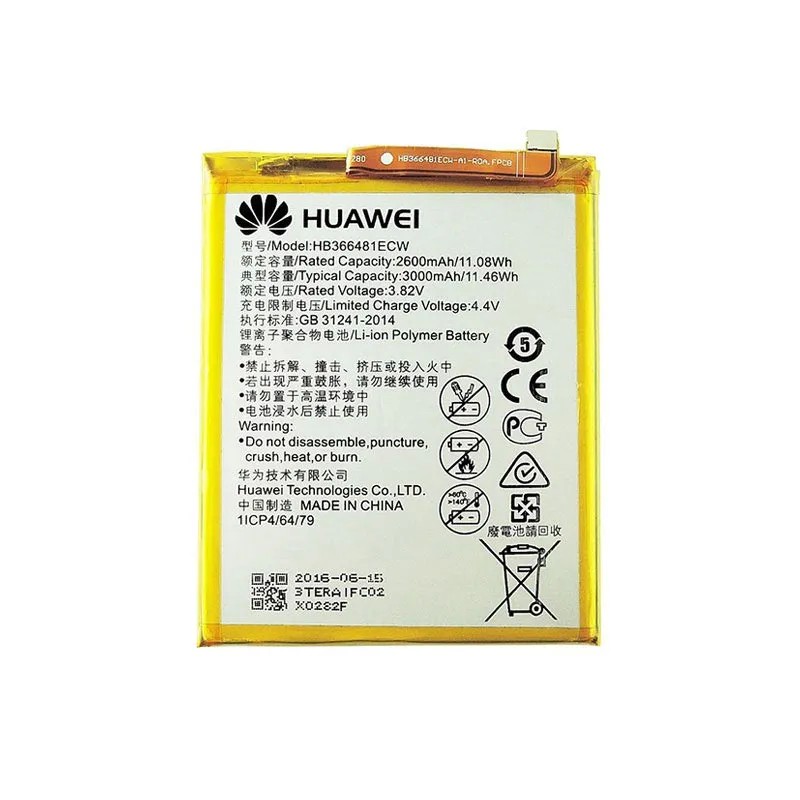 Akumuliatorius originalus Huawei P9/P9 Lite/P10 Lite/P20 Lite/P8 Lite 2017/P smart/Honor 8/Honor 5c/Honor 7 Lite/Y6 2018/Y7 2018/Y7 2019 3000mAh HB366481ECW (service pack)
