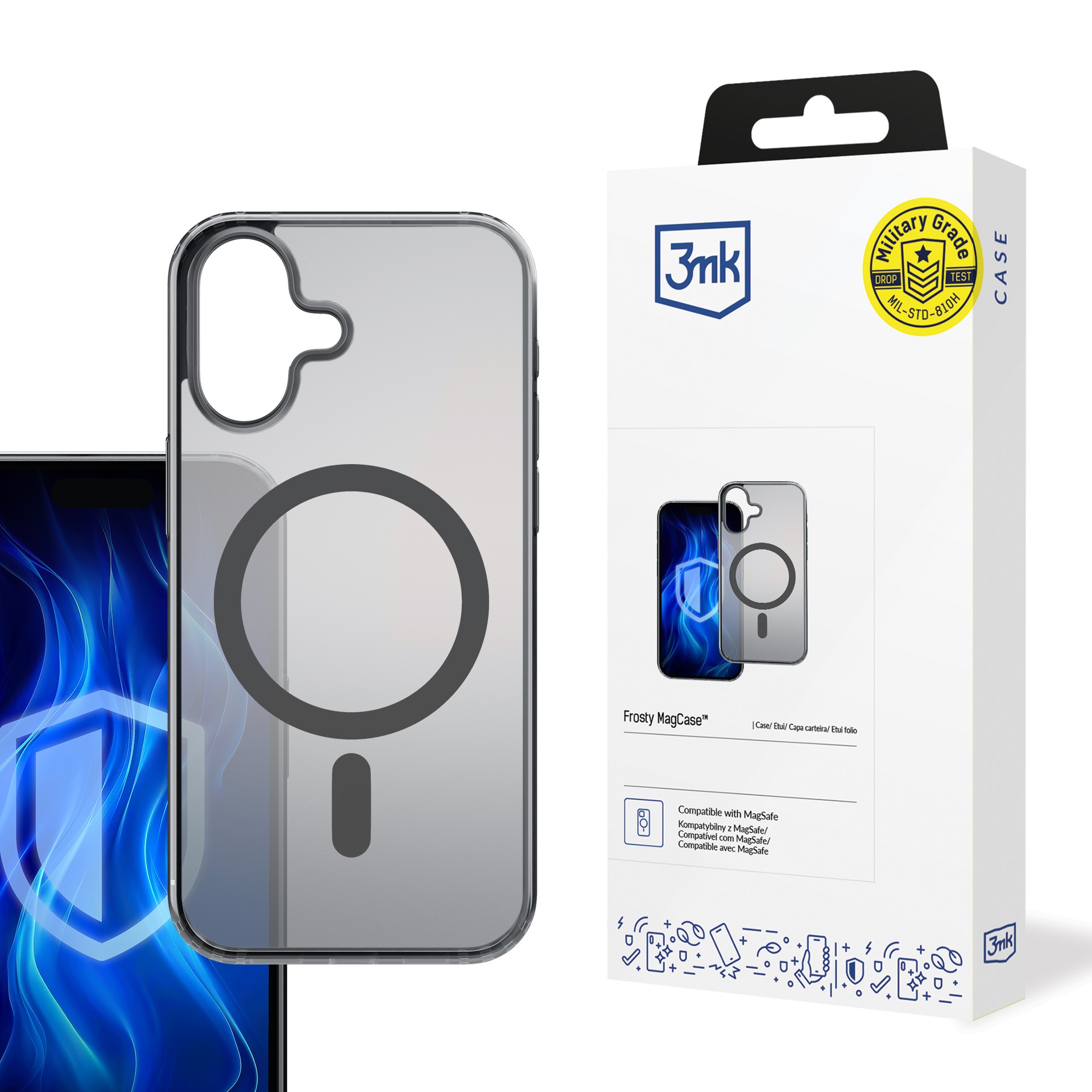 Dėklas 3mk Frosty MagCase Apple iPhone 16 Plus juodas