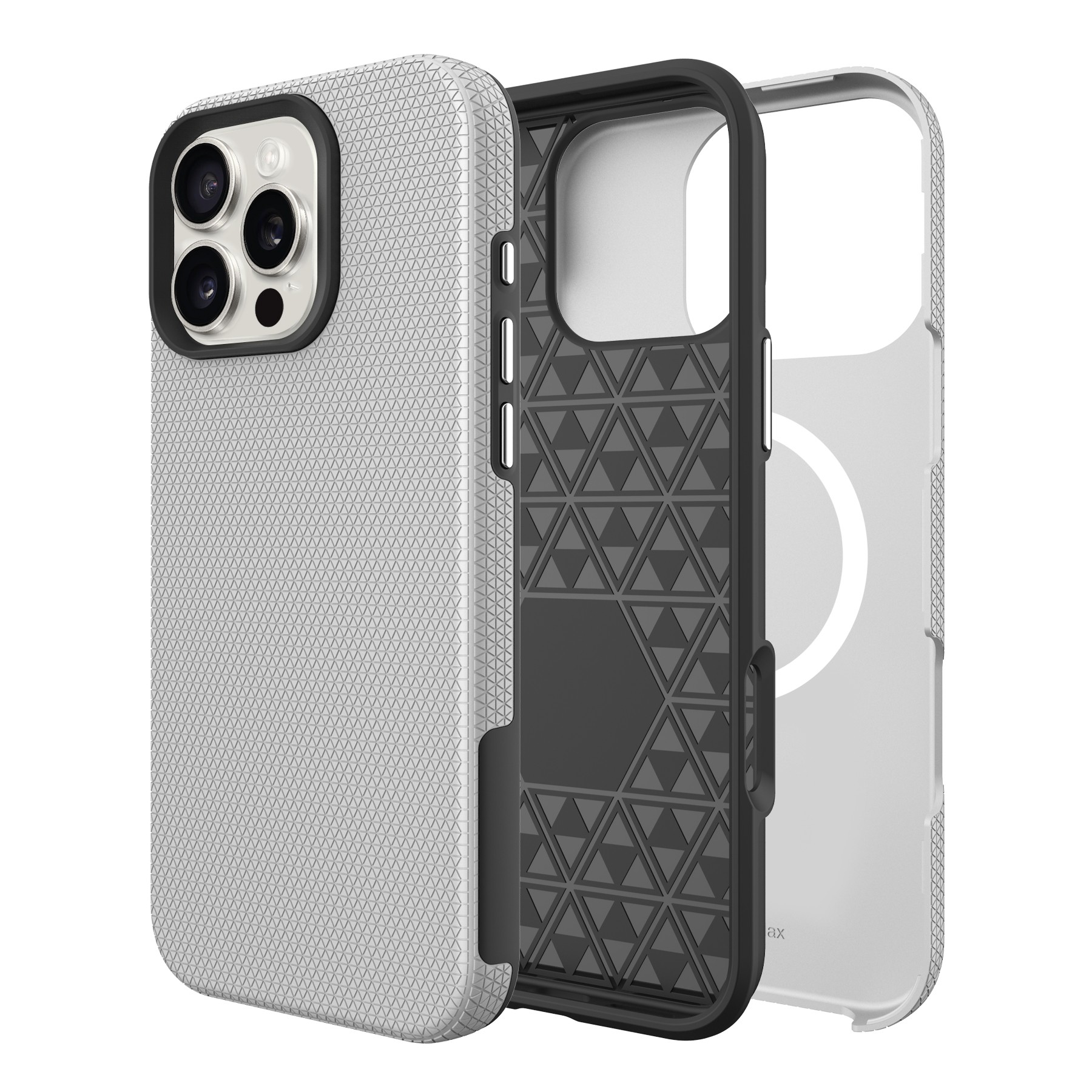 Dėklas Perfectionists Triangle Mag Case Apple iPhone 15 Pro Max sidabrinis